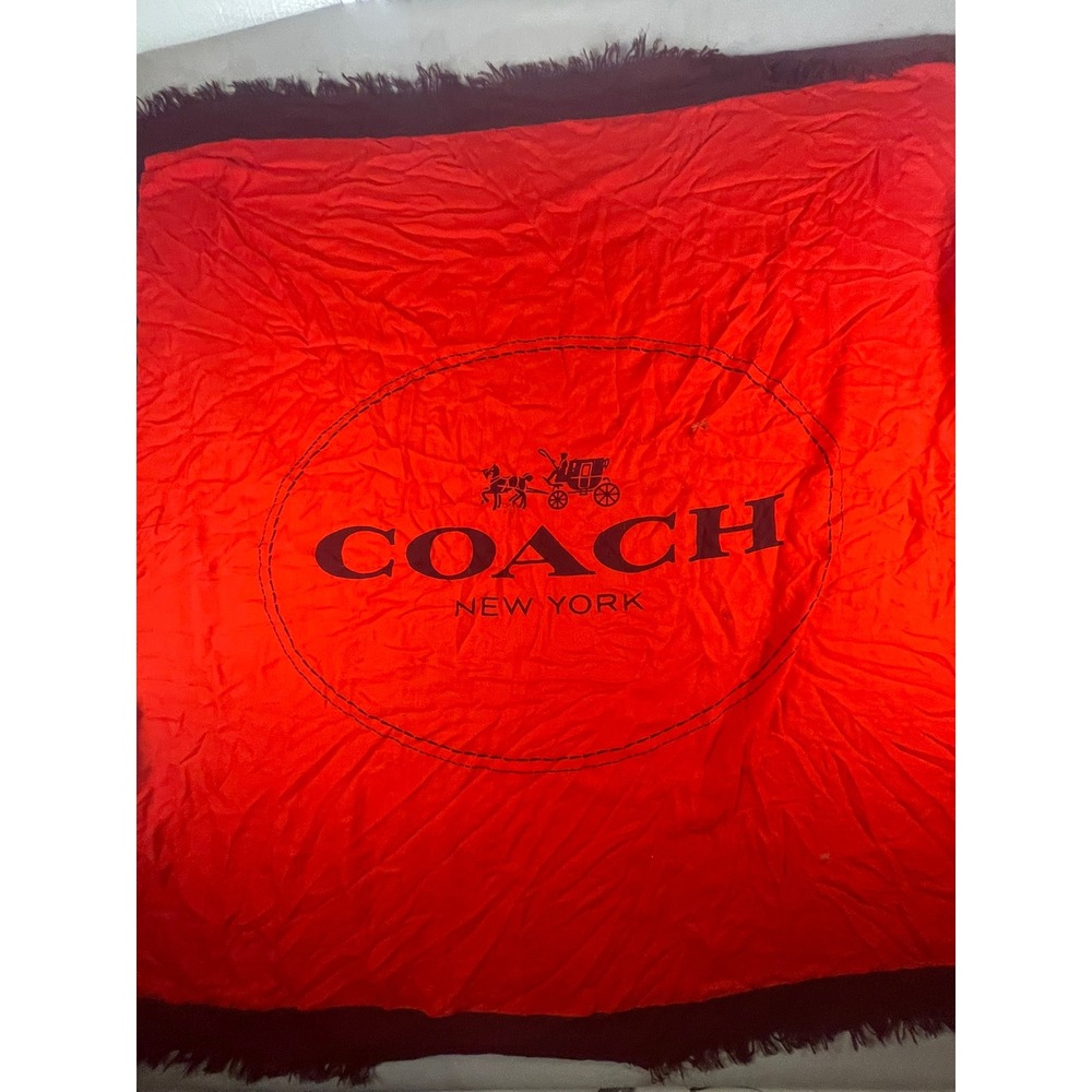 Coach New‎ York Red Burgundy Horse and Carriage Logo Oversized Square Scarf Wrap